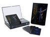 The Inner Realms Tarot by Schiffer Publishing, Ltd. is shown with its box and cosmic-themed cards fanned out, ideal for intuitive tarot readers. The packaging and cards are displayed on a white background.