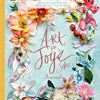 The Art for Joy’s Sake Journal by Schiffer Publishing, Ltd. features a cover with vibrant watercolor flowers and fruits around the title, a yellow spine, and Kristy Rice’s signature at the bottom.