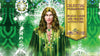 A mystical figure with long blond hair and blue eyes in a green robe is surrounded by geometric light patterns, offering intuitive guidance. A gold sign reads: Celestial Frequencies by Schiffer Publishing, Ltd.