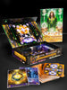 Celestial Frequencies by Schiffer Publishing, Ltd. features a colorful oracle card set displayed with a holographic box, several cards fanned out, and packaging in the background depicting a mystical figure in green robes.