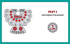 Pinball scoring diagram labeled ROUNDS with red lights 1–10, circles marked 10 and 20, plus PART 1: MASTERING THE BASICS text and a 1 UP emblem—a great graphic for your Pinball mastery or guide. Product by Schiffer Publishing, Ltd.