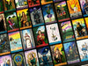 A vibrant display of the Steele Wizard Tarot by Schiffer Publishing, Ltd., showcasing detailed illustrations and symbolic artwork across a range of tarot archetypes, suits, and characters.