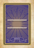 The Sigils playing card by Schiffer Publishing, Ltd. features a purple and gold starburst, two beige bars, a “BARRIER” banner at the bottom, and intricate sigils on the decorative textured border.