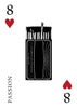 The 8 of hearts from the Inner Eye Oracle by Schiffer Publishing, Ltd. shows an open matchbox with matches and “PASSION” written vertically, making it a distinctive card for oracle or divination card collections.