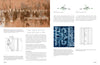 The Cumulative Cloth, Wet Techniques by Schiffer Publishing, Ltd. features diagrams, step-by-step illustrations, blue-patterned samples, and brown-toned textiles, showcasing detailed stitch-and-gather surface design methods.