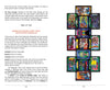 A vibrant illustrated diagram of ten interconnected squares in a cross shape, each with unique symbols, complements text on The Vedic Tarot by Schiffer Publishing, Ltd., covering Tarot traditions and the Tree of Life in Qabbalah.
