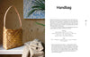 Bark Craft" by Schiffer Publishing, Ltd. features a tan woven handbag inspired by birch bark weaving with a thick braided strap, shown beside a beige knit sweater and green plant. Instructions for making the bag appear on the right page.
