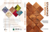 The “Stamping on Wood” book from Schiffer Publishing, Ltd. features embossed wood tiles on the cover and colorful stamped samples of creative stamping techniques on the back. Subtitle: Simple Techniques for Adding Texture, Color & Design.