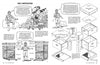 The Graphic Guide to Beekeeping by Schiffer Publishing, Ltd. features two illustrated pages: one shows two people assembling hive boxes; the other displays labeled diagrams, step-by-step assembly, and detailed hive component illustrations.