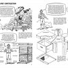 The Graphic Guide to Beekeeping by Schiffer Publishing, Ltd. features two illustrated pages: one shows two people assembling hive boxes; the other displays labeled diagrams, step-by-step assembly, and detailed hive component illustrations.