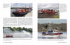 A collage of a fire engine, showcasing tools and equipment featured in "American Fireboats" by Schiffer Publishing, Ltd., also used in marine firefighting.