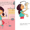 From "Geraldine and the Most Spectacular Science Project" by Schiffer Publishing, Ltd.: Geraldine invents in her room, surrounded by tools, using a toaster to build and proudly displaying her new toilet paper dispenser amid creative chaos.