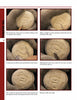 Six step-by-step photos from Carving Caricature Nametags by Schiffer Publishing, Ltd. show how to carve a baseball-shaped face, illustrating deep and shallow cuts—ideal visual aid for your next carving project or wearable nametag.