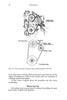Diagram from "Diesel Engines" by Schiffer Publishing, Ltd. shows locations of alternator pulley, water pump pulley, crankshaft pulley, and rope belt; adjustment bolt and V-belt distances for mechanical fuel injection engines are marked.