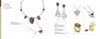 A jewelry catalog spread from "Art Jewelry Today 4" by Schiffer Publishing, Ltd. displays silverwork necklaces, earrings, rings, and a locket with gemstones on a white background; designer info appears on the left.