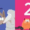 On the left, a cartoon aardvark and sheep with “1 In my big family, I have one aardvark”; right, two hamsters eating seeds with “2 Two hamsters.” My Big Family by Schiffer Publishing, Ltd. is a playful counting book celebrating diversity for preschoolers.