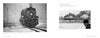 A person in winter clothing watches as a steam train emits thick smoke while moving through heavy snow on snowy tracks in "Smoke Over Steamtown" by Schiffer Publishing, Ltd.