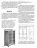 A black-and-white magazine page from Schiffer Publishing, Ltd.'s "Mission Furniture" shows a photo of the finished cabinet, annotated diagrams, and text detailing materials, cutting plans, and assembly steps for Arts and Crafts furniture enthusiasts.