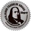 A silver medallion featuring Benjamin Franklin reads: BENJAMIN FRANKLIN AWARD SILVER WINNER IBPA Independent Book Publishers Association—celebrating The Tiny Giant, a Schiffer Publishing, Ltd. children’s nature book.